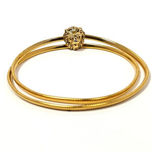 Accessocraft NYC Vintage Lion Head Gold Tone Stretch Coil Belt - 27in